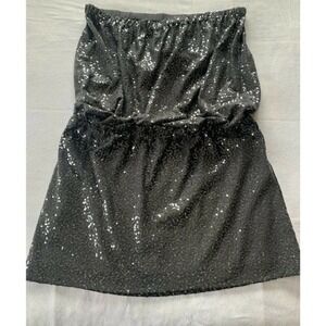 Tibi New York Women’s Sequin Pull On Elastic Waist Dress Strapless Gray Size Med